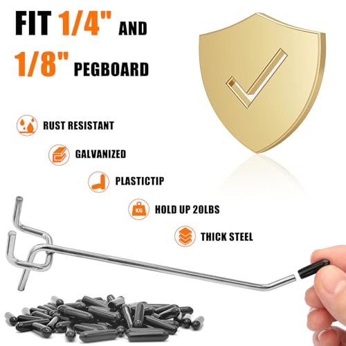 Scartink Pegboard Hooks Pegboard Accessories,8 inch,Pegboard Organizer Kit for Garage Organization,Tool Storage,16 Pack - Image 3