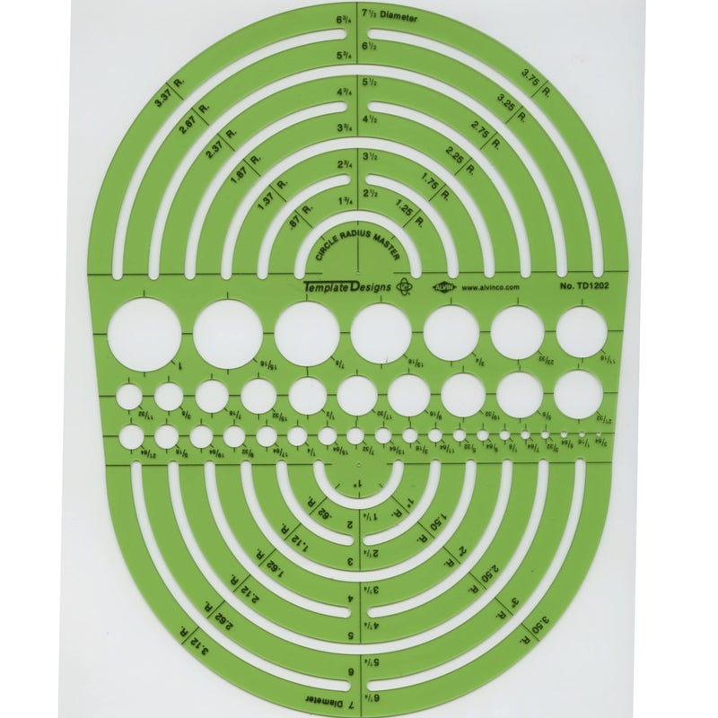 ALVIN Circle Radius Master Template TD1202, Template for Artists, Architects, Design and Drafting, 3/64th" to 7.5" scale - Image 2