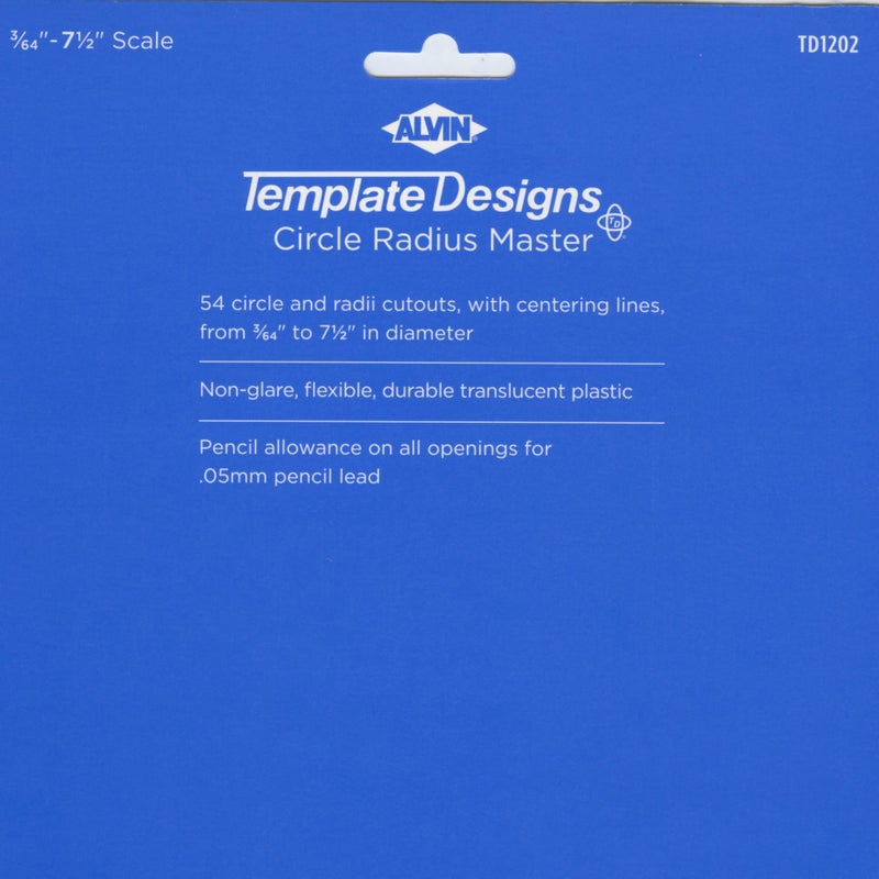 ALVIN Circle Radius Master Template TD1202, Template for Artists, Architects, Design and Drafting, 3/64th" to 7.5" scale - Image 4