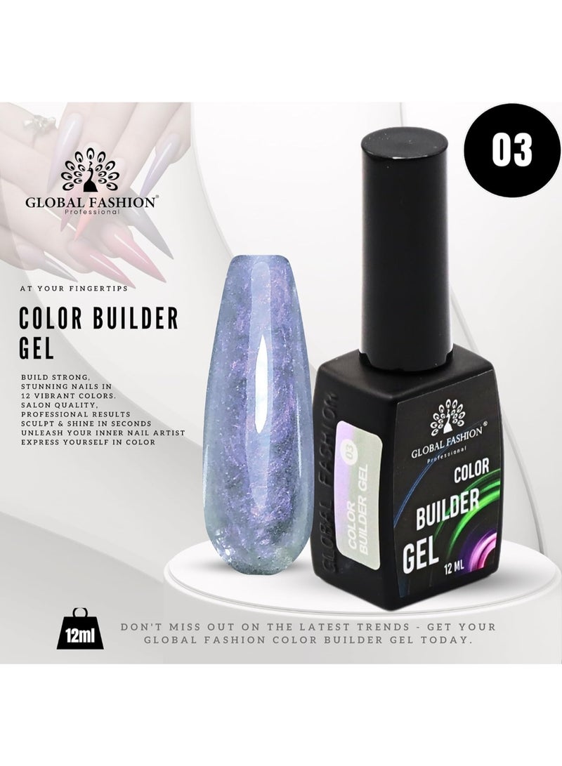 GLOBAL FASHION Professional Color Builder Gel 12Ml - Long-Lasting, Chip-Resistant Manicure  (Color 03)  - Image 2