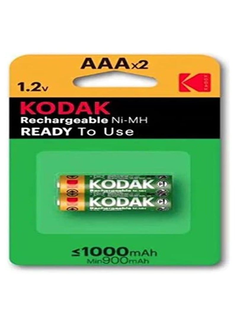 Kodak Rechargeable NiMH AAA battery 1000mAh,Pack of 2 