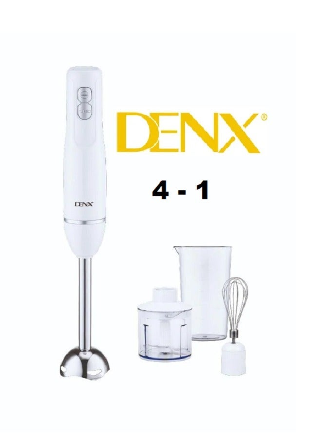 Denx 4-In-1 Hand Blender 400W With grinder, whisk and 700 ml cup White - Image 2