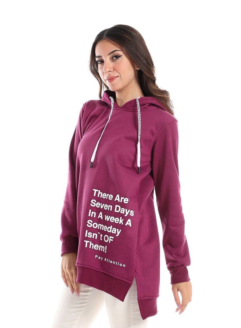 Caesar Woman Long Hoodie With Printed English Letters  - Image 2