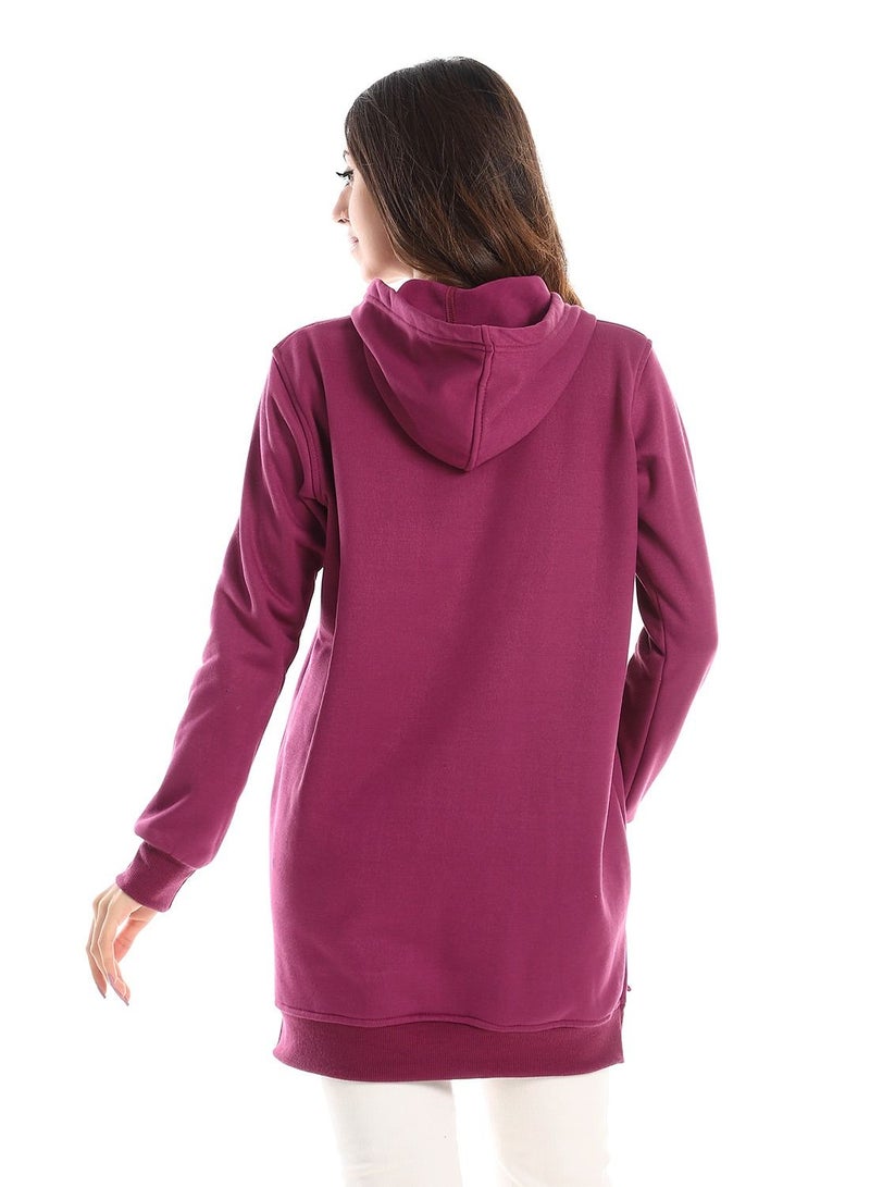 Caesar Woman Long Hoodie With Printed English Letters  - Image 3
