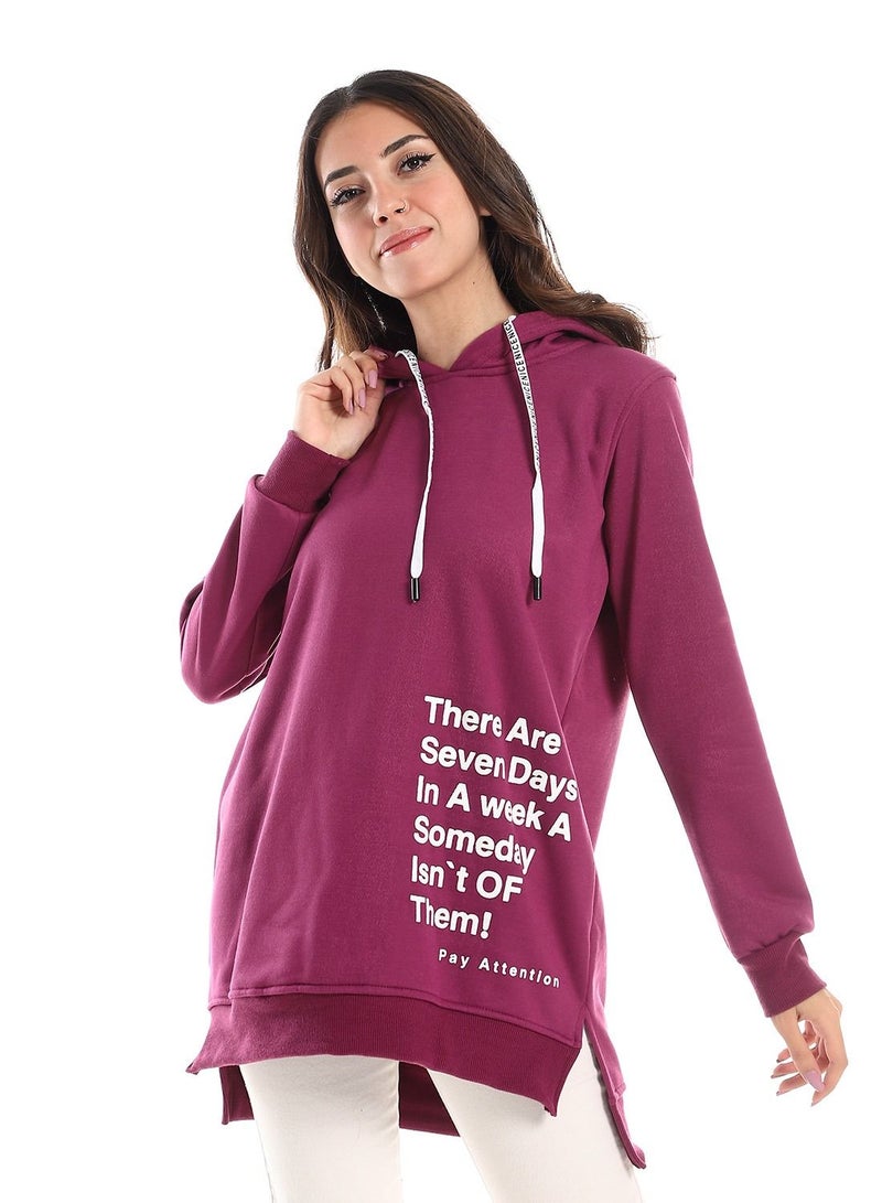 Caesar Woman Long Hoodie With Printed English Letters  - Image 1
