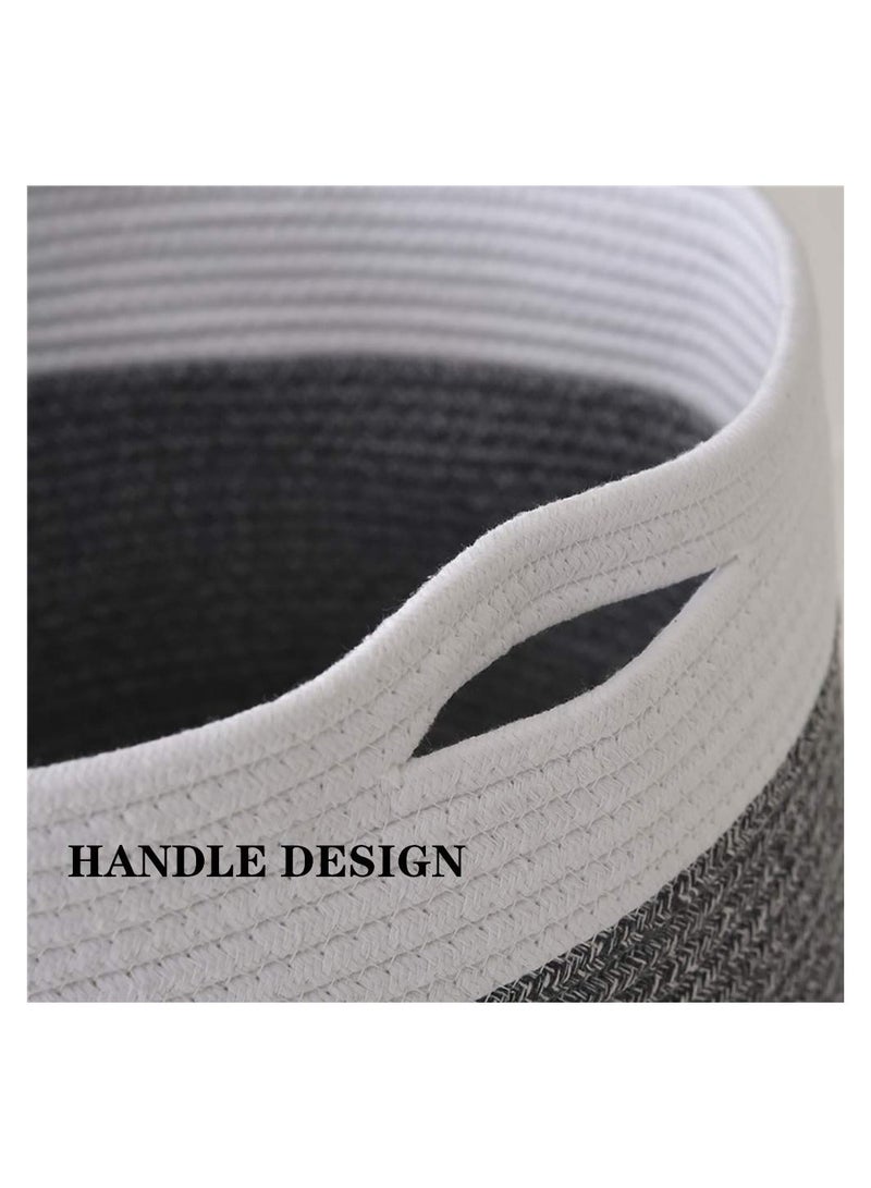 XXXLarge Cotton Rope Basket Woven Rope Laundry Basket Blanket Basket Laundry Hamper with Handles Decorative Basket Comforter Cushions Storage for Storage Toys Throws Pillows Towels Light Grey