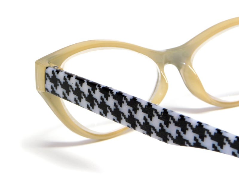Calabria Emily Women's Reading Glasses – Vintage Cat Eye Frames with Spring Hinge | Single Powered Lenses | Stylish Eyewear for Everyday Use | Magnification Strength +3.50 | Tan with Black & White - Image 5