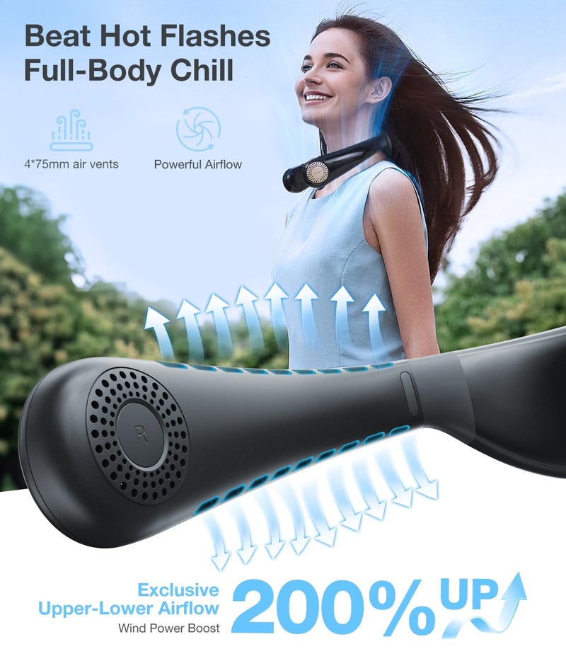 TORRAS COOLiFY Air 2025 Upgraded Neck Fan Air Conditioner, Dual-Airflow Pro Cooling, Ultra Light Portable Fan Rechargeable, Personal Cooling Fan Travel Essentials, Gifts for Dad Husband Father, Black - Image 4