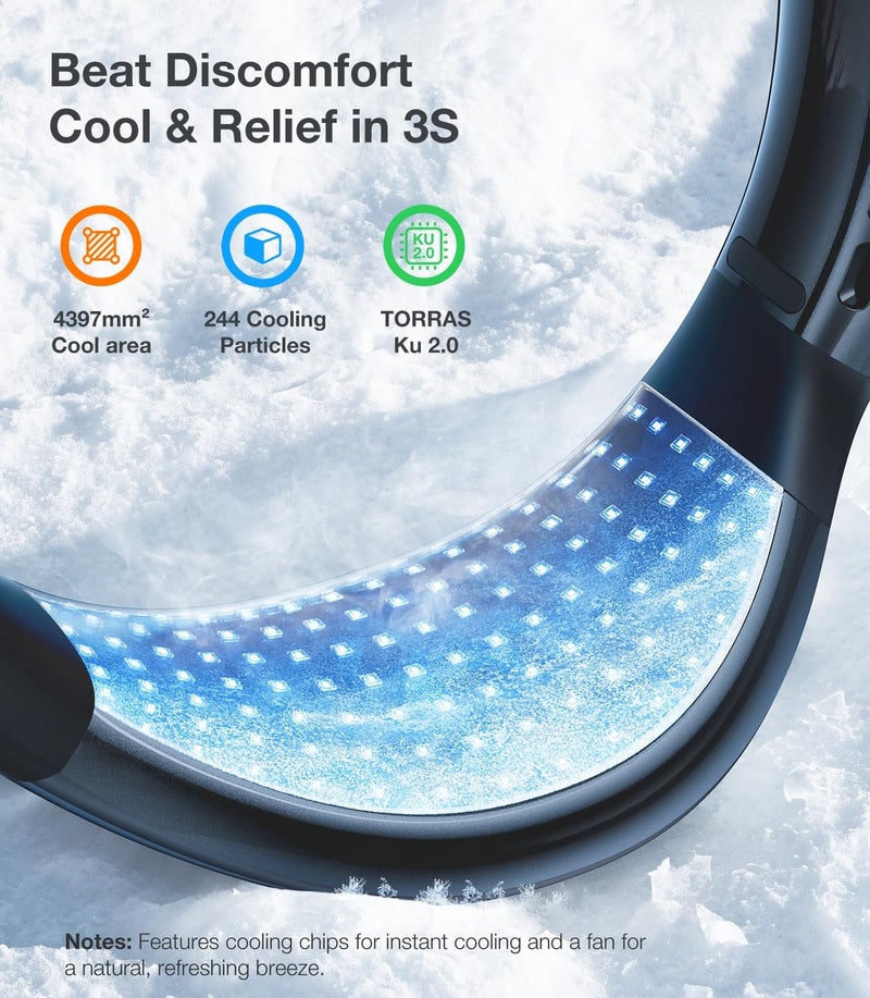TORRAS COOLiFY Air 2025 Upgraded Neck Fan Air Conditioner, Dual-Airflow Pro Cooling, Ultra Light Portable Fan Rechargeable, Personal Cooling Fan Travel Essentials, Gifts for Dad Husband Father, Black - Image 3