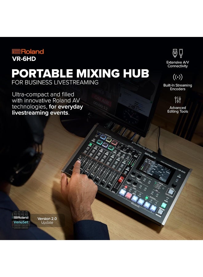Roland VR-6HD Direct Streaming AV Mixer - Professional Portable All-In-One Hub for Business Livestreaming - Image 2