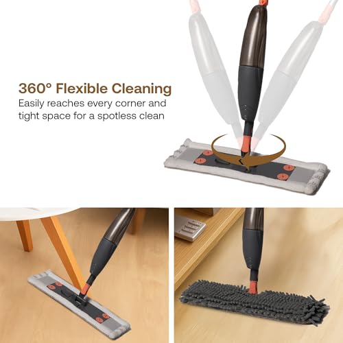 BonKaso Spray Mop with Dispenser Bottle 520ML | Double Side Floor Mop & Single Side Window Mop | Refillable Handle Spray Mop for Home, Tiles, Wooden & Glass Cleaning - Image 2