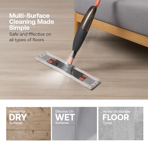 BonKaso Spray Mop with Dispenser Bottle 520ML | Double Side Floor Mop & Single Side Window Mop | Refillable Handle Spray Mop for Home, Tiles, Wooden & Glass Cleaning - Image 3