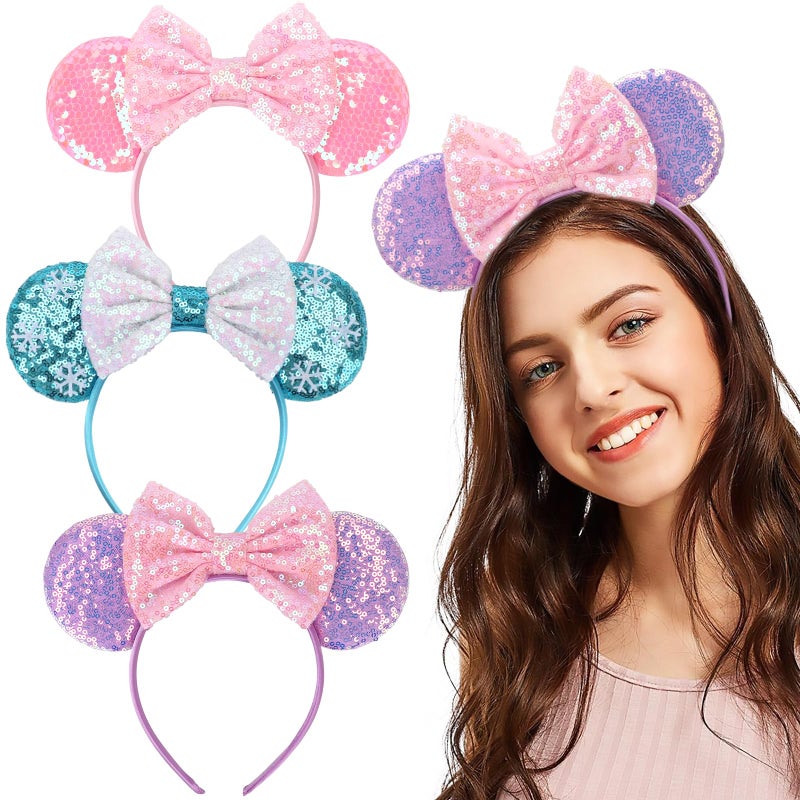 DRESHOW Mouse Ears Bow Headbands Minnie Ears Headband Glitter Party Decoration Cosplay Costume for Women - Image 1