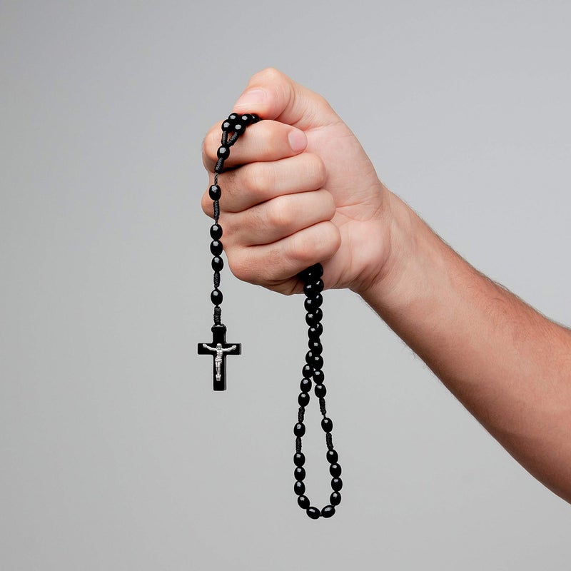 Intercession First Wood Rosary - Made in Brazil (Black - 6/8mm Beads) - Image 3