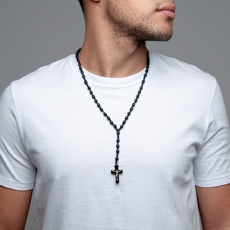 Intercession First Wood Rosary - Made in Brazil (Black - 6/8mm Beads) - Image 4