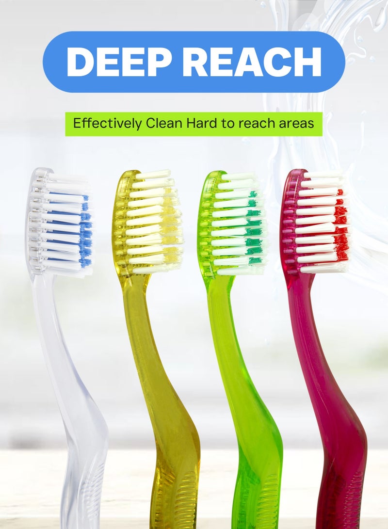 Shield Care Clarity Expert Manual Toothbrush for Sensitive Gums and Strong Teeth, Made with Food Material, Medium Bristles (Red, Green, Yellow, White) 12 Count (Pack of 1) - Image 3