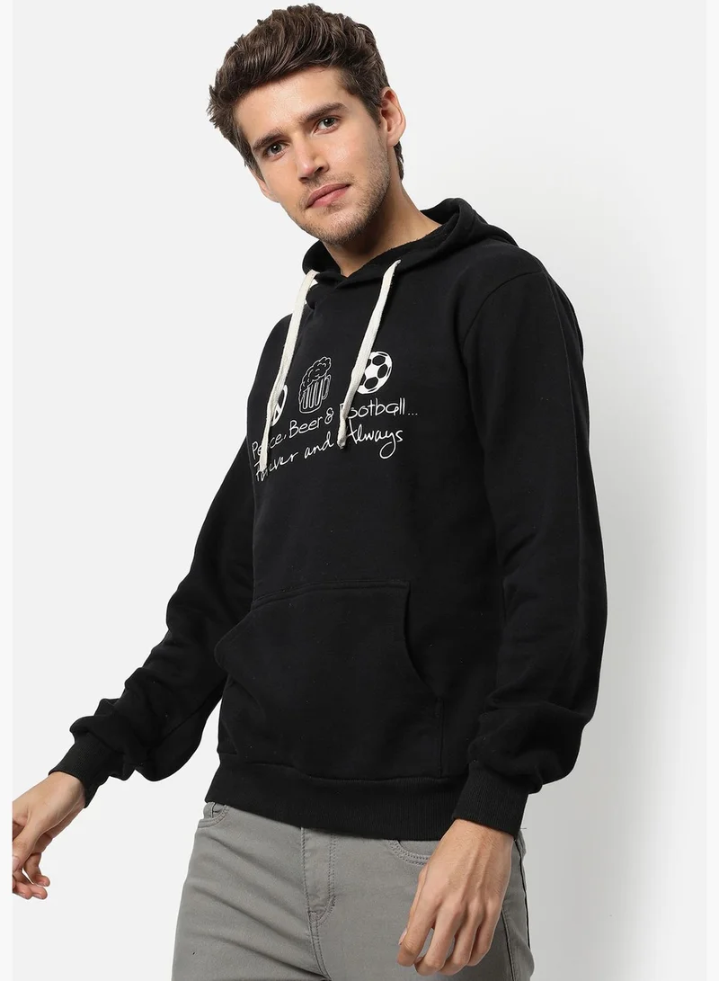 Campus Sutra Front Pocket Printed Hoodie