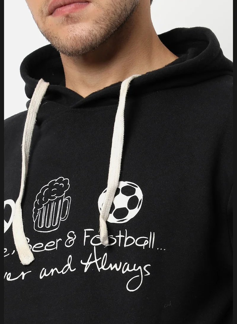 Campus Sutra Front Pocket Printed Hoodie