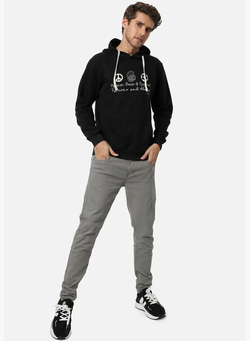 Campus Sutra Front Pocket Printed Hoodie