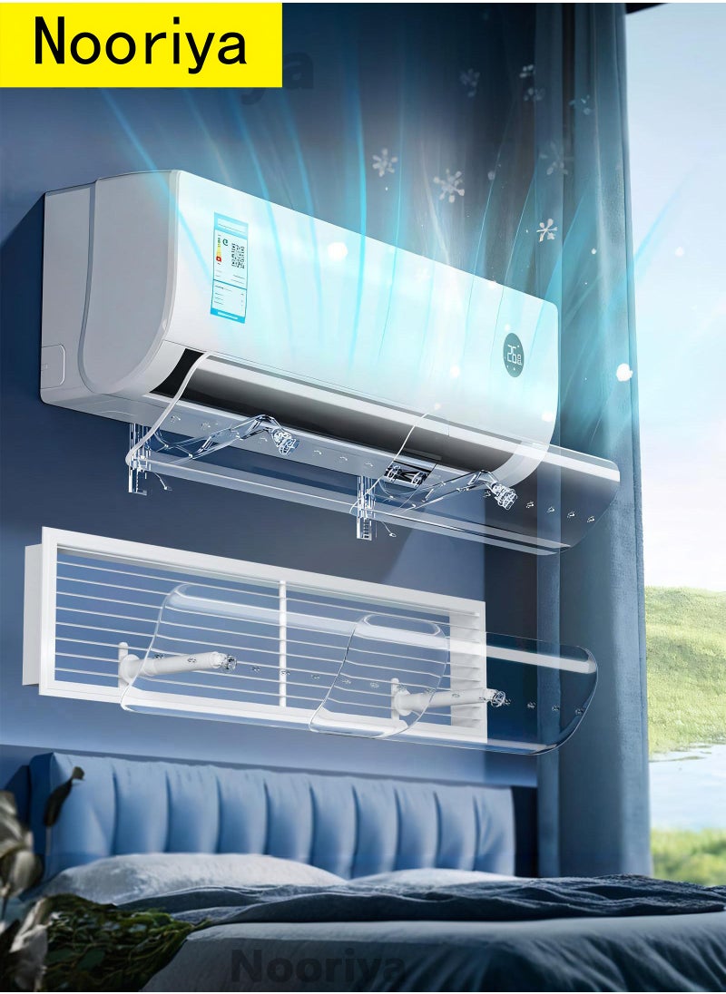 Nooriya ​​AC Deflector for Split and Central Air Conditioners, Adjustable Air Flow Deflector with Anti-Cold Wind Baffle, Tool-Free Installation Fits All AC Sizes, No Drilling Design for Home, Office, Bedroom Use​​  - Image 1