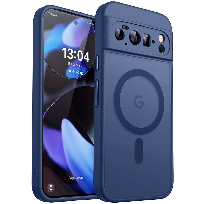CANSHN Magnetic for Google Pixel 10 Pro Case63 Inch Upgraded Full Camera Protection Compatible with Magsafe Translucent Matte Shockproof Protective Phone Cover Deep Blue - Image 3