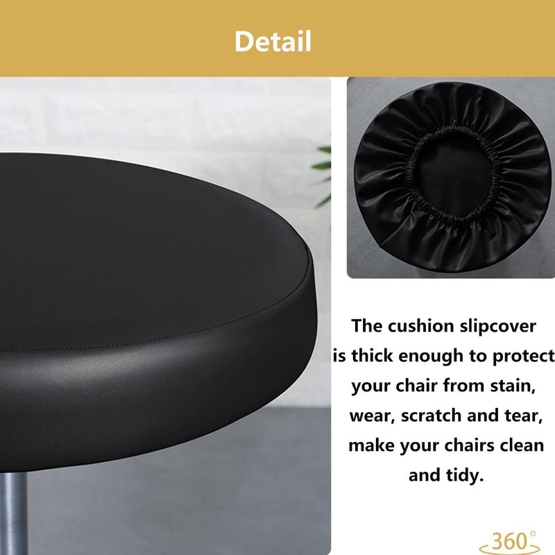 IYB Waterproof PU Leather Round Stool Cover Elastic Soft Durable Fits 3233 cm Set of 2 Easy Clean Versatile Use - Image 5
