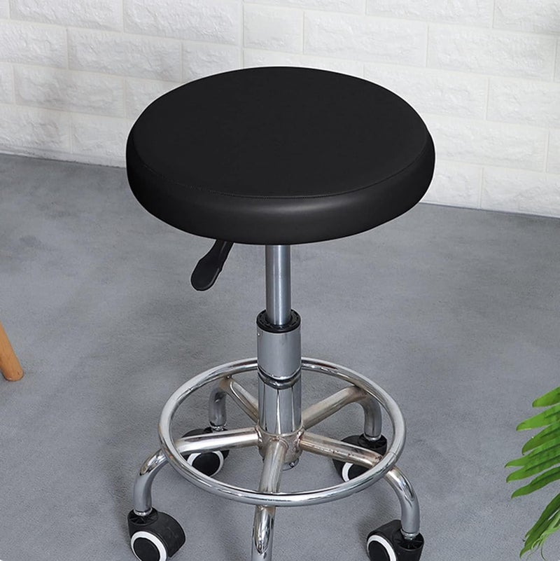 IYB Waterproof PU Leather Round Stool Cover Elastic Soft Durable Fits 3233 cm Set of 2 Easy Clean Versatile Use - Image 2