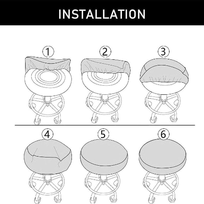 IYB Waterproof PU Leather Round Stool Cover Elastic Soft Durable Fits 3233 cm Set of 2 Easy Clean Versatile Use - Image 3