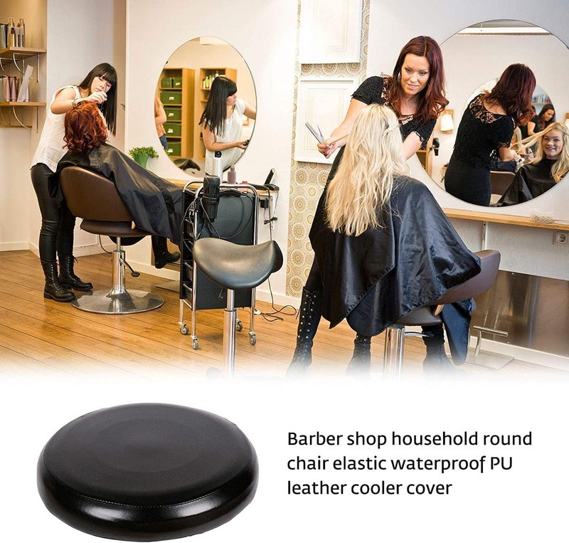 IYB Waterproof PU Leather Round Stool Cover Elastic Soft Durable Fits 3233 cm Set of 2 Easy Clean Versatile Use - Image 4