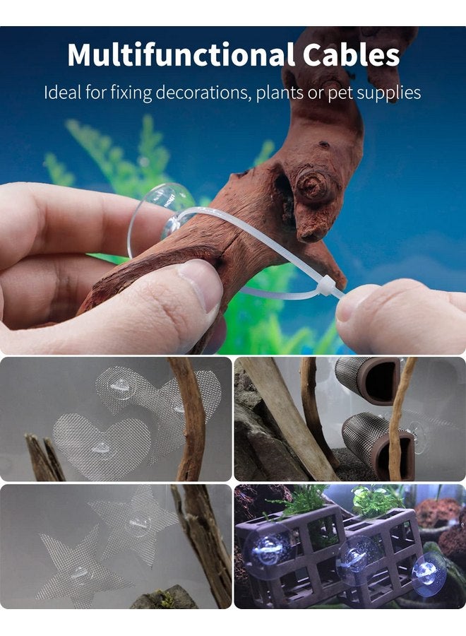 Pawfly 10 Pack Suction Cups with 20 Pieces Adjustable Zip Ties for Aquarium Fish Tank Binding Moss Shrimp Dodging Nest - Image 3