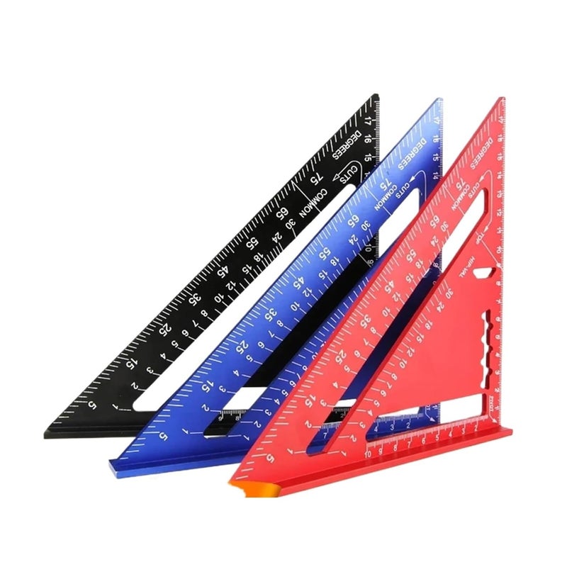 17 سم مربع نجارة أسود من سبائك الألومنيوم مسطرة قياس النجارة 7 بوصة أداة قياس - Image 1