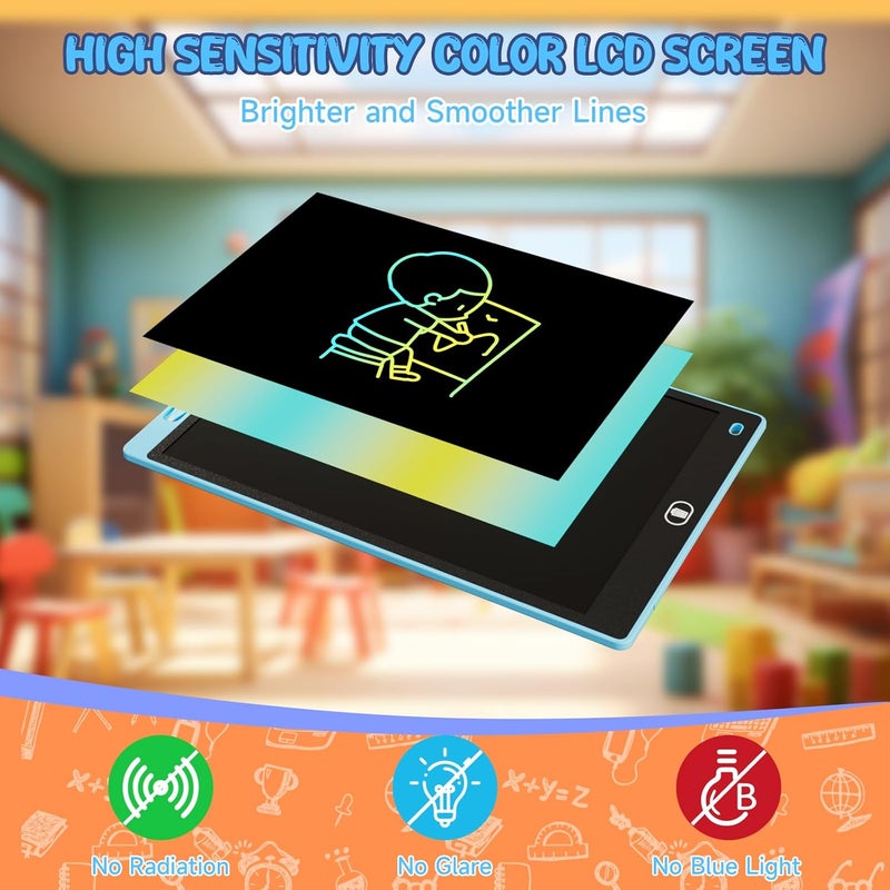 لوحة كتابة LCD بحجم 12 بوصة - عبوة من 2 - لوحات رسم قابلة للمسح وإعادة الاستخدام للأطفال والبالغين - Image 3
