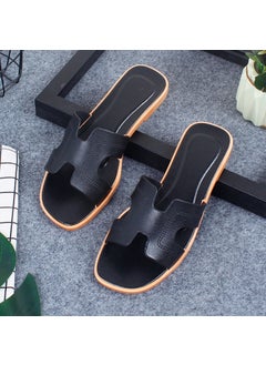 Generic Summer Slippers Women Casual Beach Non-SlipSolid Letter Black Solid Letter Black 