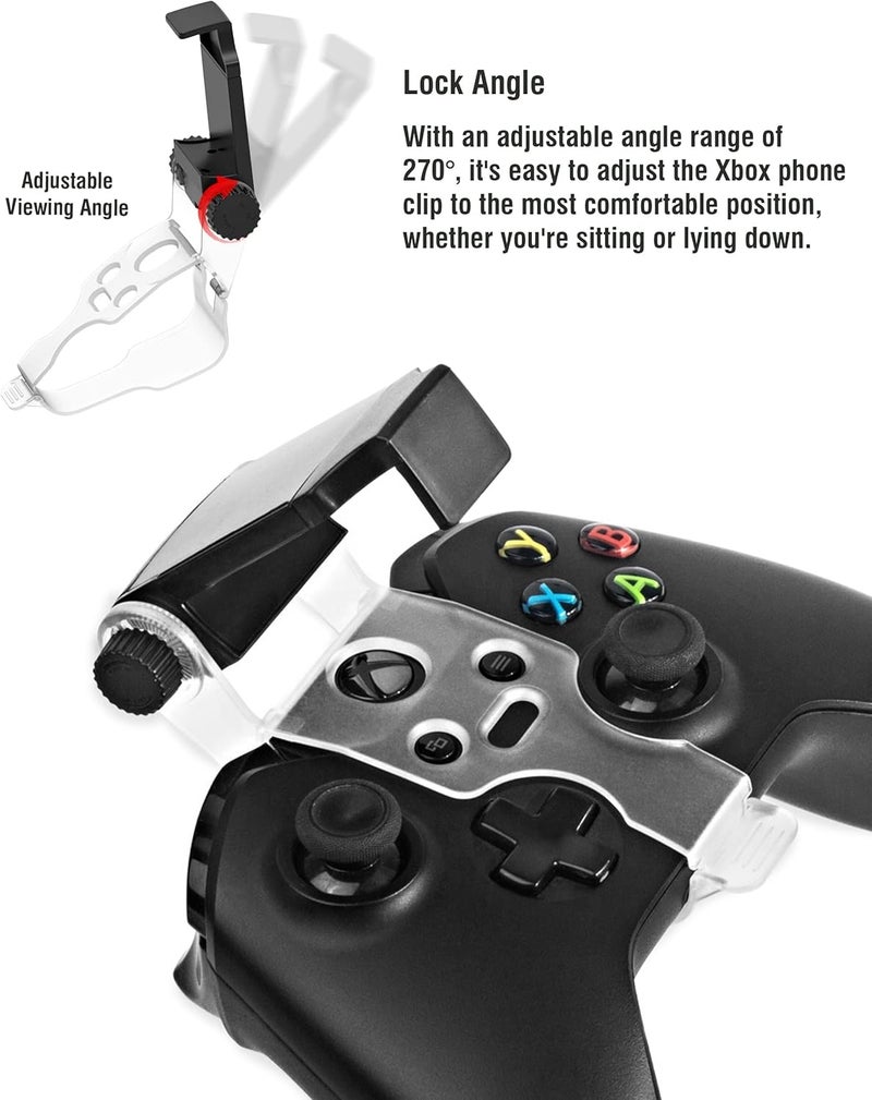 جوسو حامل هاتف Xbox Series، مشبك حامل ألعاب محمول من Joso لوحدات التحكم Xbox Series X/S وXSX وXSS وXbox One وXbox One S/X، يدعم أنظمة Android وiPhone مع تطبيق One Cast وغطاءين للإبهام - Image 4