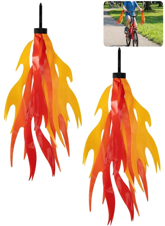 SHANGXING 2 Pcs Flame Kids Bicycle Streamers, 10 Inches Flame Bicycle Tassels for Boys Girls, Colorful Bike Handle Decoration Accessories for Bicycle Handlebar Scooter Grips - Image 1