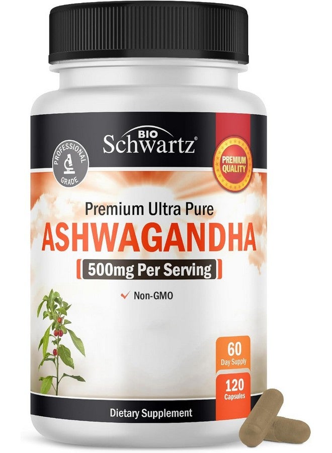 BioSchwartz مكملات بيوشوارز أشواغاندا - كبسولات أشواغاندا بتركيز إضافي 500 ملغ لكل حصة - خالية من الغلوتين، غير معدلة وراثيًا، مصنوعة في الولايات المتحدة بمكونات مستوردة عالميًا، 60 حصة (120 عدد)  - Image 1