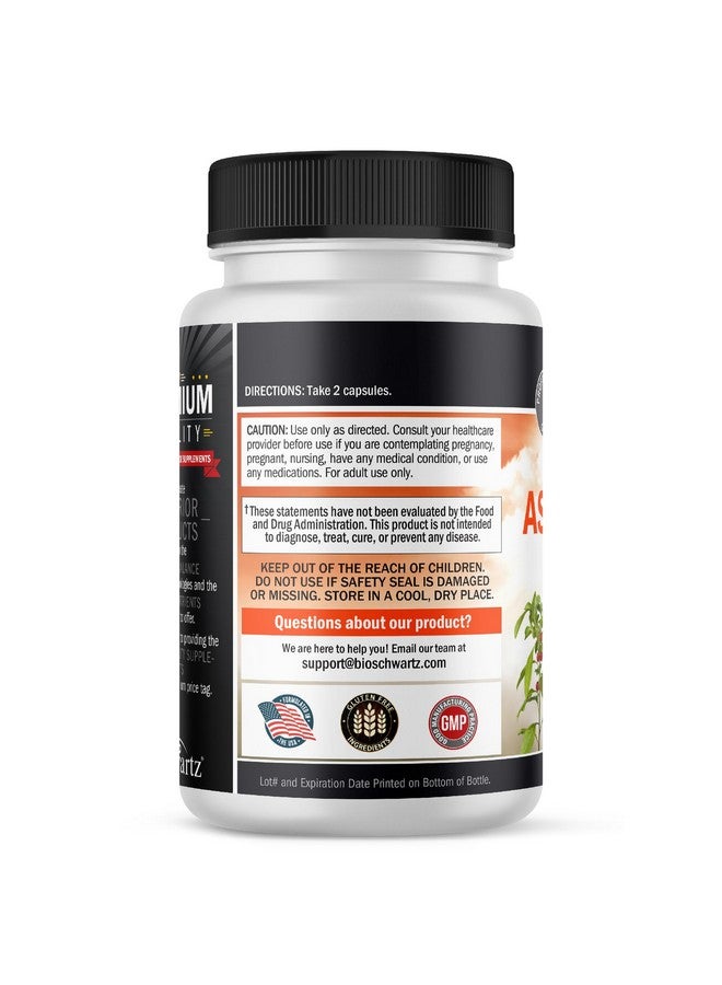 BioSchwartz مكملات بيوشوارز أشواغاندا - كبسولات أشواغاندا بتركيز إضافي 500 ملغ لكل حصة - خالية من الغلوتين، غير معدلة وراثيًا، مصنوعة في الولايات المتحدة بمكونات مستوردة عالميًا، 60 حصة (120 عدد)  - Image 3