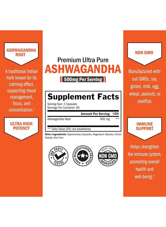 BioSchwartz مكملات بيوشوارز أشواغاندا - كبسولات أشواغاندا بتركيز إضافي 500 ملغ لكل حصة - خالية من الغلوتين، غير معدلة وراثيًا، مصنوعة في الولايات المتحدة بمكونات مستوردة عالميًا، 60 حصة (120 عدد)  - Image 5