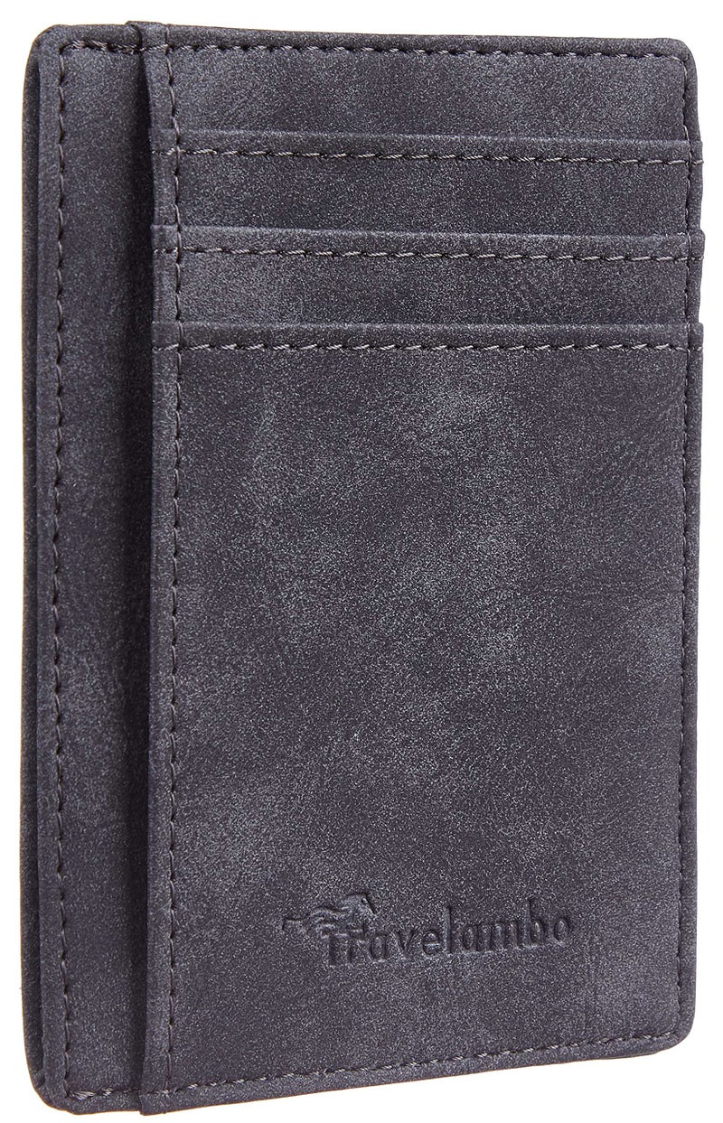 Travelambo Slim Wallet Front Pocket Minimalist Leather RFID Blocking Medium Size - Image 1