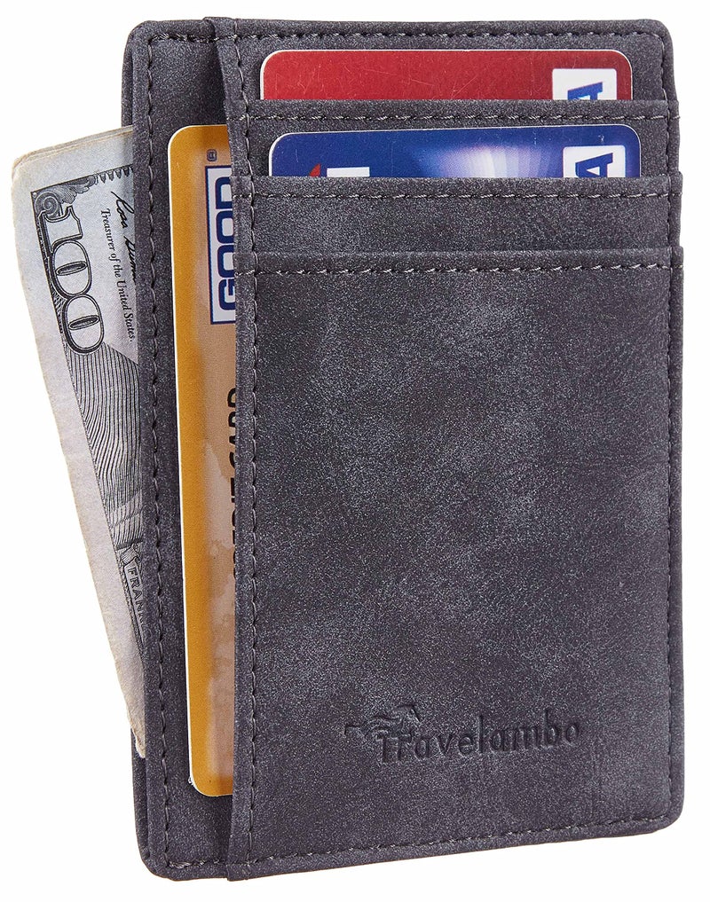 Travelambo Slim Wallet Front Pocket Minimalist Leather RFID Blocking Medium Size - Image 2