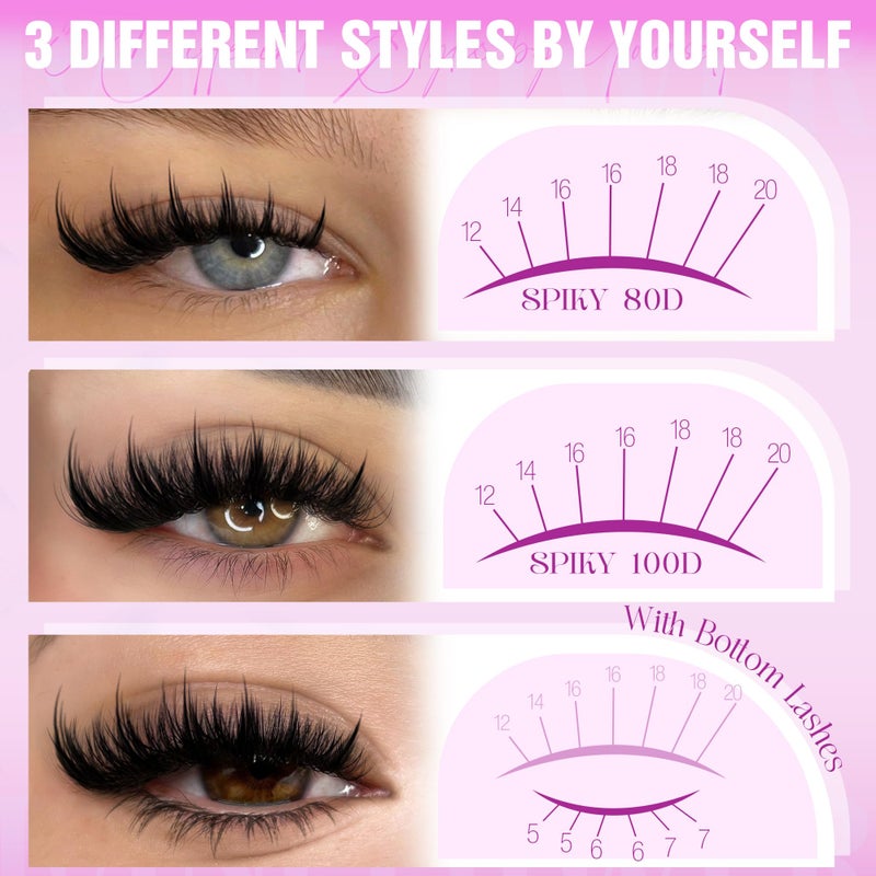 LANFLOWER Spiky Lash Clusters Manga Eyelash Clusters D Curve Cluster Eyelash Extensions Wispy Cluster Lashes with Bottom Lashes 12-20mm Fairy Individual Lashes by Lanflower - Image 2