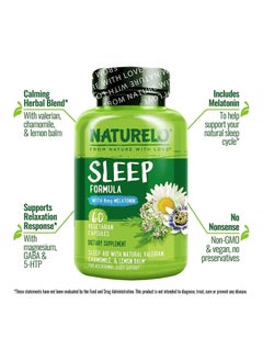 NATURELO Sleep Formula With 6mg Melatonin Sleep Aid With Natural Valerian Chamomile & lemon Balm,For Occasional Sleep Support 60 Vegetarian Capsules  - Image 5