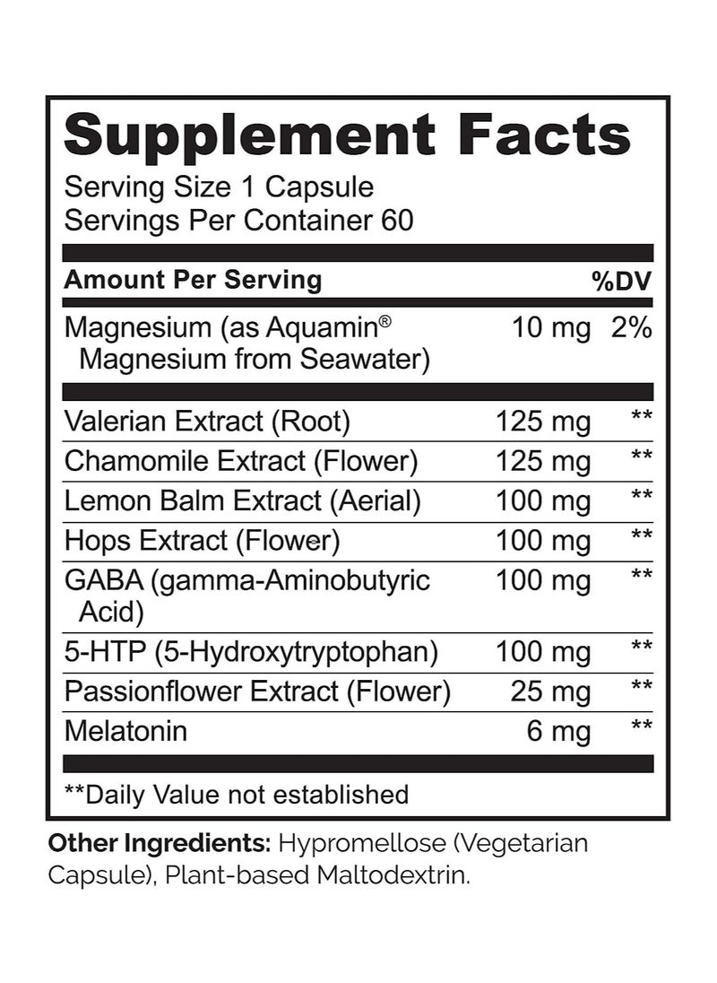 NATURELO - Sleep Formula With 6mg Melatonin Sleep Aid With Natural Valerian Chamomile & lemon Balm,For Occasional Sleep Support 60 Vegetarian Capsules - Image 1