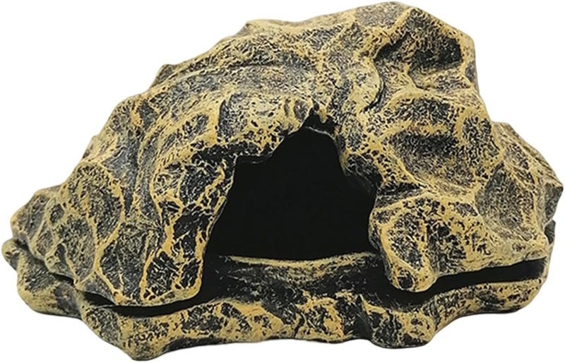 Aquarium Habitat Decor for Reptiles with Hiding Cave, Bronze Color - Image 1