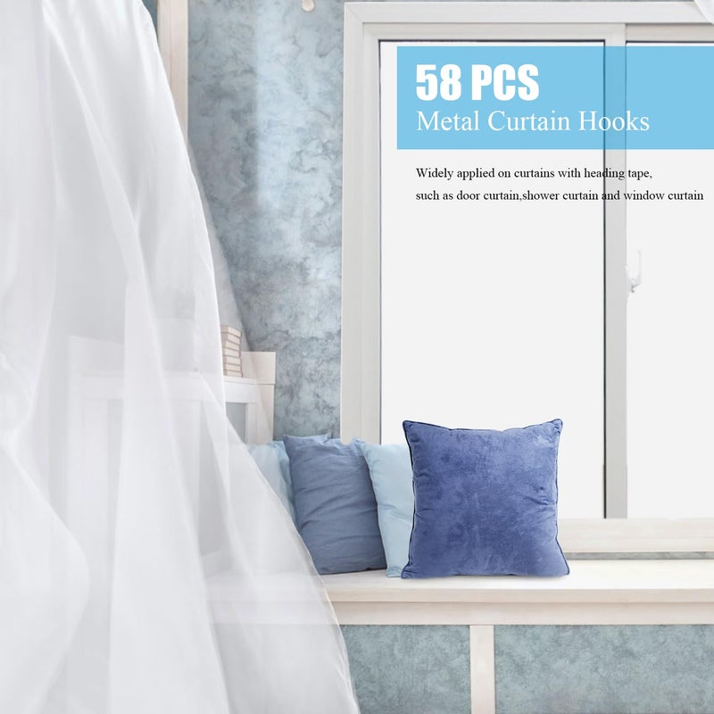 Sopito 1.2 Inches Curtain Hooks, Sopito 58pcs Metal Drapery Hooks and Pins for Door Window Shower Curtain, Copper - Image 3