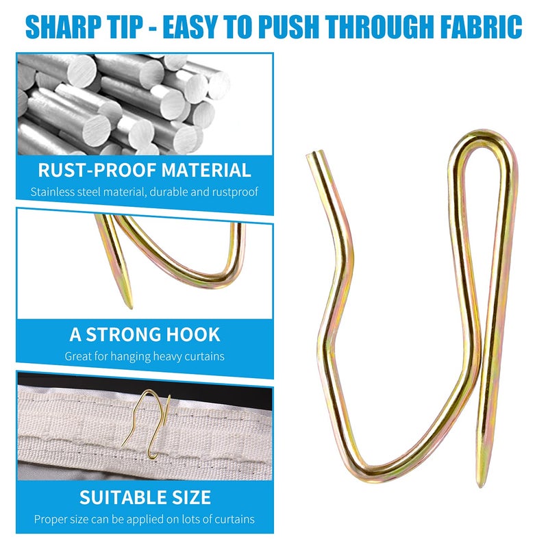 Sopito 1.2 Inches Curtain Hooks, Sopito 58pcs Metal Drapery Hooks and Pins for Door Window Shower Curtain, Copper - Image 4