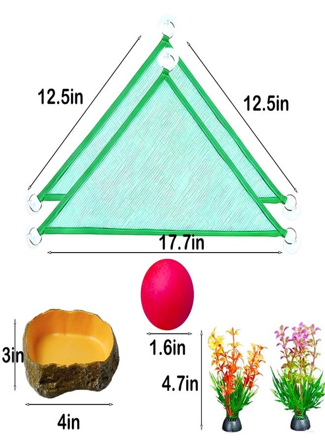 Fejapa 8 pcs Axolotl Hammock with Feeding Dish Floating Ball Axolotl Net for Aquarium Axolotl Enrichment Toys Reptile Triangle Hammocks Lounger Ladder Breathable Mesh Bearded Dragon Tank Accessories Green M - Image 4