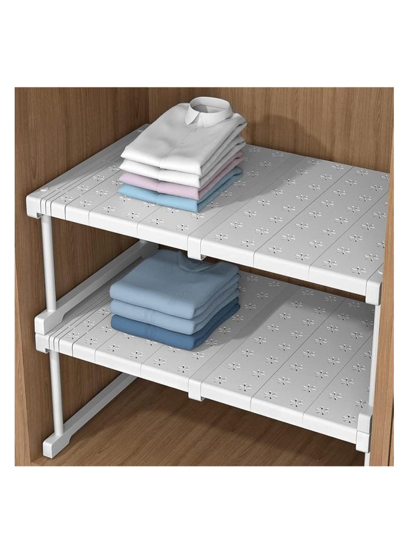 هاي هونور رفوف خزانة قابلة للطي ، قابل للتعديل طول الرفوف ، رفوف الأحذية ، والفرز تحت الماء ، ومساحات التخزين ، رفوف قابلة للطي ( 37-48 سم ، أبيض ، 2 ) للحمام والمطبخ وشرفة مرحاض . - Image 1