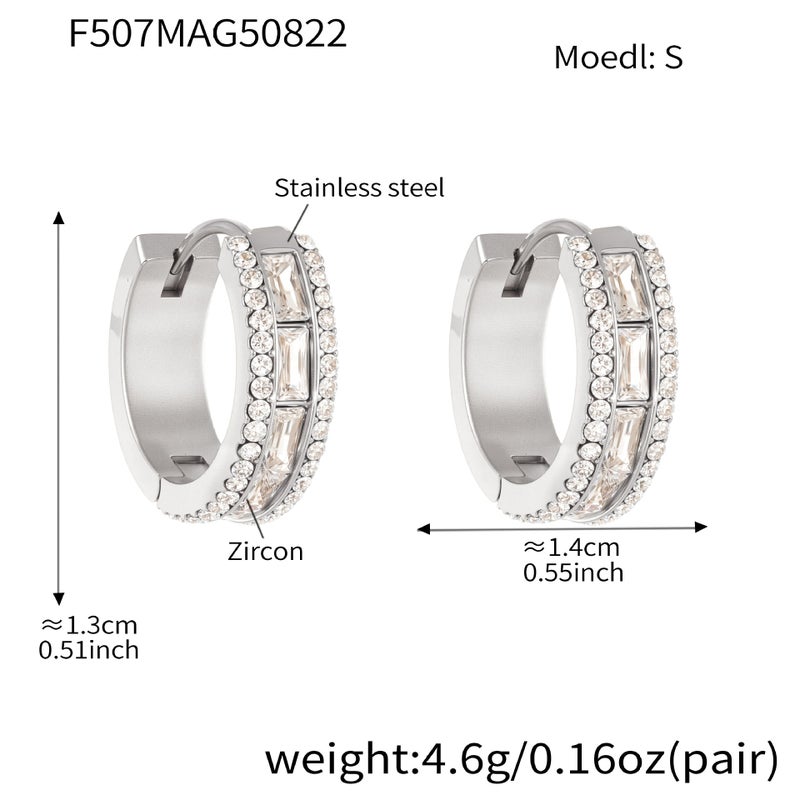 Liu Yue Mo Shang Mili Flashy Full Zirconia Hoop Earrings, Stainless Steel with 18K Real Gold Plating - Luxurious Women's Jewelry, Instagram-Worthy Design - F507-Gold Zirconia Earrings-M-12mm - Image 5