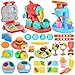 Crelloci 3 in 1 Color Dough Kitchen Creations Set Ice Cream Spaghetti Burger Maker Machine Art Crafts Food Modeling Toys Accessories Tools Kit for Boys Girls Kids Toddlers Ages 3 12 Colors Dough - Image 3